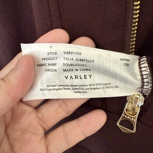 Varley Talia Long Sleeve Doublesoft Jersey Zip Jumpsuit Long Sleeve Lounge Sz XL - Picture 9 of 15